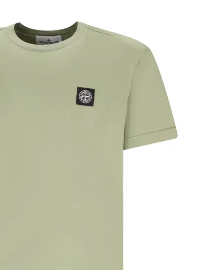 Stone Island Slim-fit Short-sleeve T-shirt With Compass Patch In Green