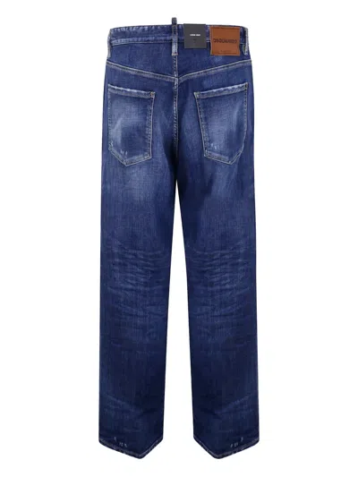 Dsquared2 Five Pocket Distressed Washed Trousers In Blue