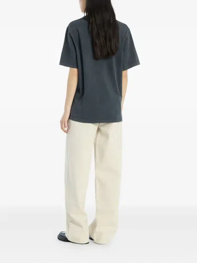Rotate Birger Christensen Embroidered-logo Organic Cotton T-shirt In Blue