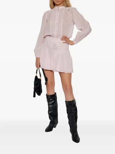 Isabel Marant Étoile Goldie Lace-insert Pleated Mini Skirt In Pink