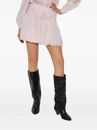 Isabel Marant Étoile Goldie Lace-insert Pleated Mini Skirt In Pink