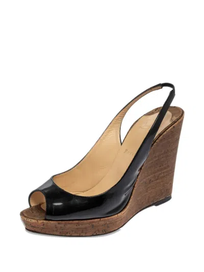 Pre-owned Christian Louboutin 120mm Une Plume Wedge Sandals