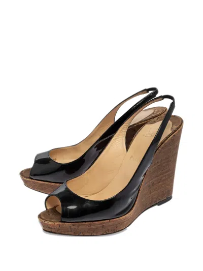 Pre-owned Christian Louboutin 120mm Une Plume Wedge Sandals