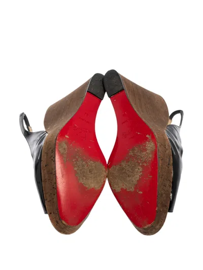 Pre-owned Christian Louboutin 120mm Une Plume Wedge Sandals