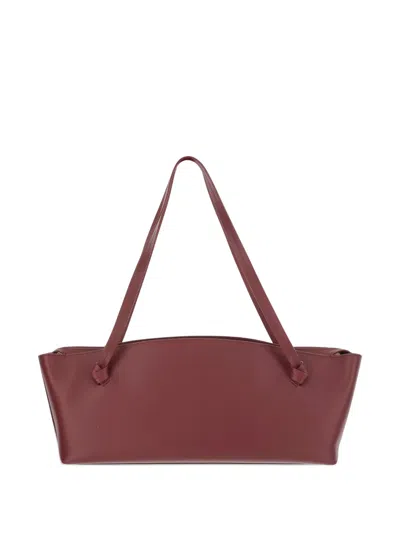 Jil Sander Bordeaux Leather Shoulder Bag In Burgundy