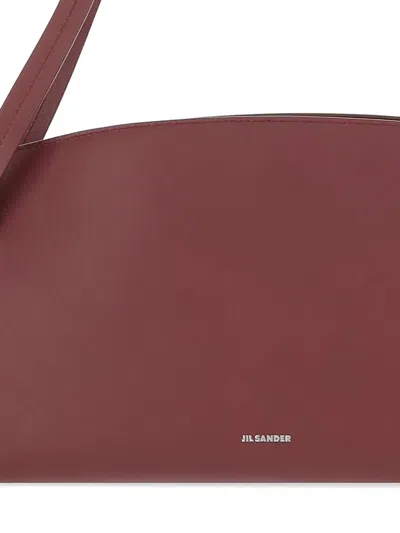 Jil Sander Bordeaux Leather Shoulder Bag In Burgundy