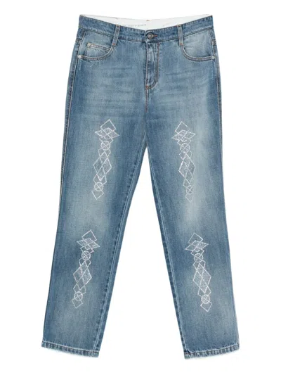 Ermanno Scervino Rhinestone-embellished Jeans In Blue