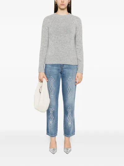 Ermanno Scervino Rhinestone-embellished Jeans In Blue