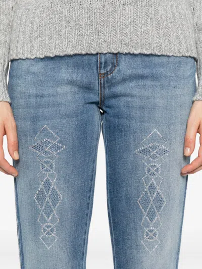 Ermanno Scervino Rhinestone-embellished Jeans In Blue