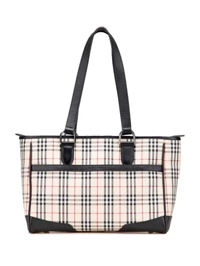 Pre-owned Burberry 2000-2017 House Check Canvas Tote Bag In Brown