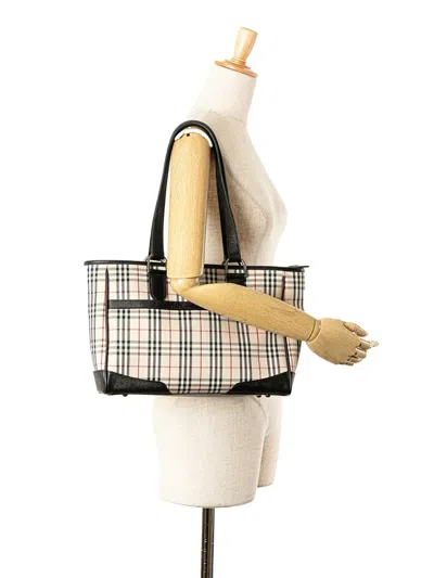 Pre-owned Burberry 2000-2017 House Check Canvas Tote Bag In Brown