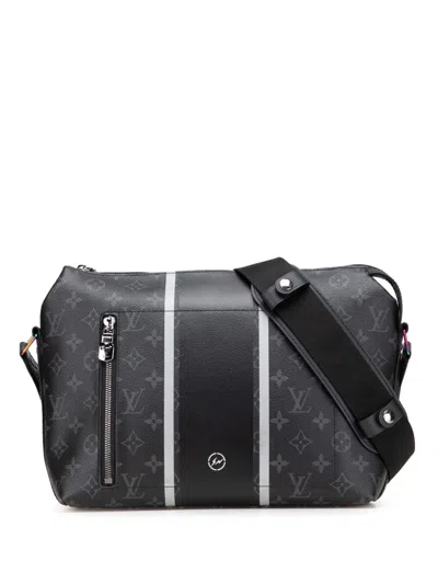 Pre-owned Louis Vuitton 2017 Fragment Monogram Eclipse Flash Apollo Messenger Pm Crossbody Bag In Black