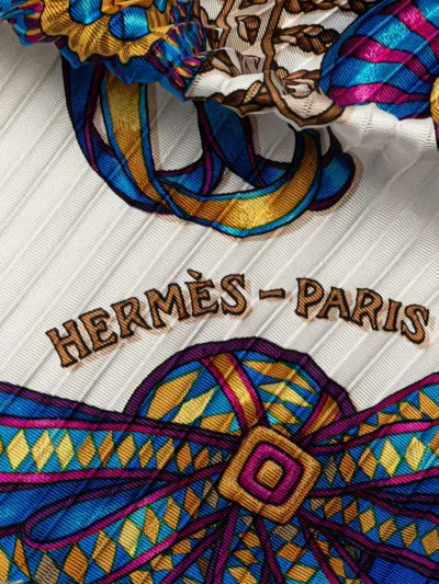 Pre-owned Hermes 20th Century Les Rubans Du Cheval Pleated Silk Scarf Scarves