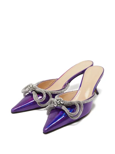 Pre-owned Mach&mach 2024  65mm Crystal Bow Pumps In Purple