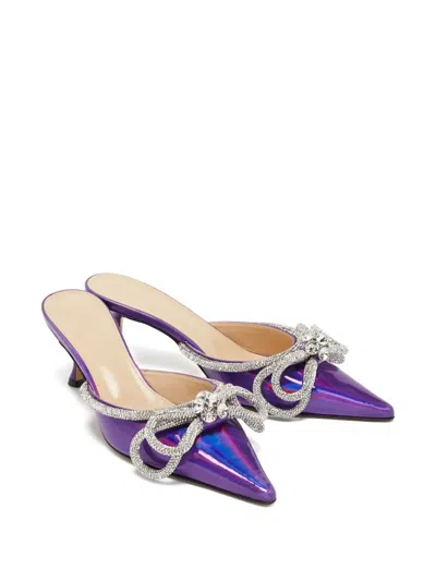 Pre-owned Mach&mach 2024  65mm Crystal Bow Pumps In Purple
