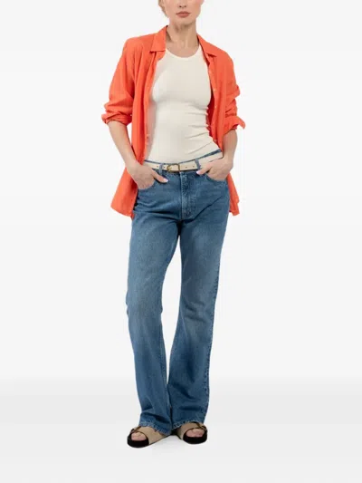 Mother Frayed-hem Jeans In Blue