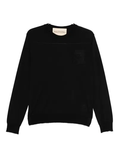 Valentino Embroidered-logo T-shirt In Black