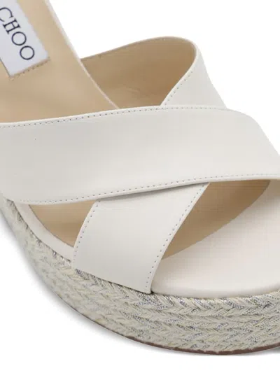 Jimmy Choo 100mm Dellena Leather Cross-strap Wedge Espadrilles