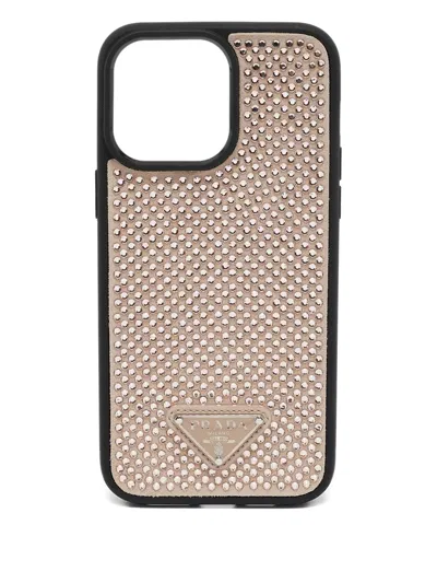 Pre-owned Prada 2024 Crystal-embellished Iphone 14 Pro Case