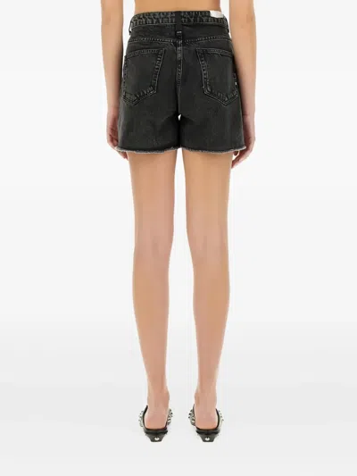 Amish Frayed-edge Denim Shorts In Black