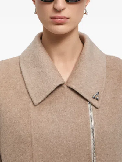 Aeron Belted Zip-front Coat In Pink