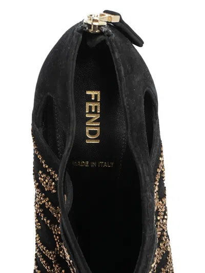Pre-owned Fendi Crystal-embellished Heeled Boots