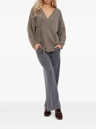 Lisa Yang Tie-front Wrap Cardigan In Brown