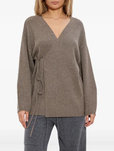 Lisa Yang Tie-front Wrap Cardigan In Brown