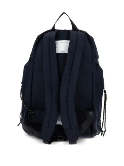 Apc A.p.c. Navy Blue Backpack With Flap Closure And Logo Applique In Blue