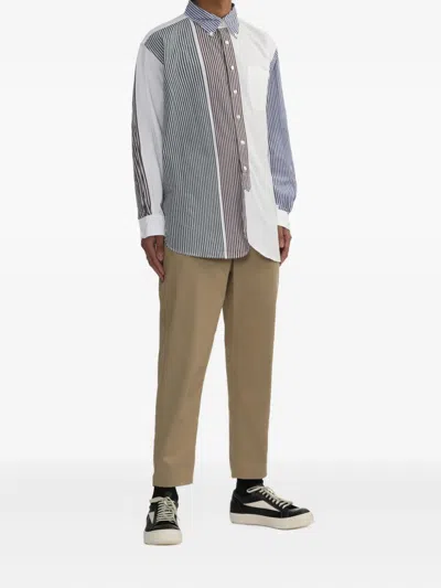 Engineered Garments Block-stripe Cotton Shirt In White