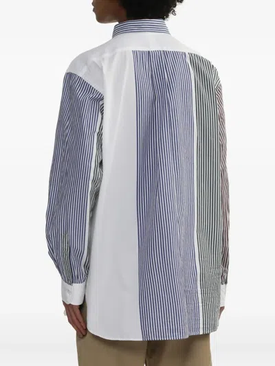Engineered Garments Block-stripe Cotton Shirt In White