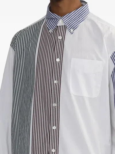 Engineered Garments Block-stripe Cotton Shirt In White