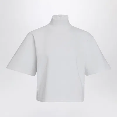 Alaïa High Neck Button Detail Cropped Top In White