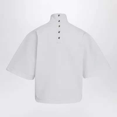 Alaïa High Neck Button Detail Cropped Top In White