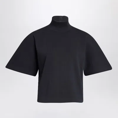 Alaïa Alaia Black Cotton Turtleneck Top Women In Blue
