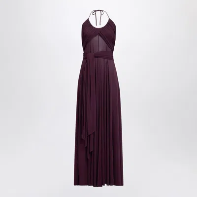 Alaïa Long Burgundy Draped Jersey Dress