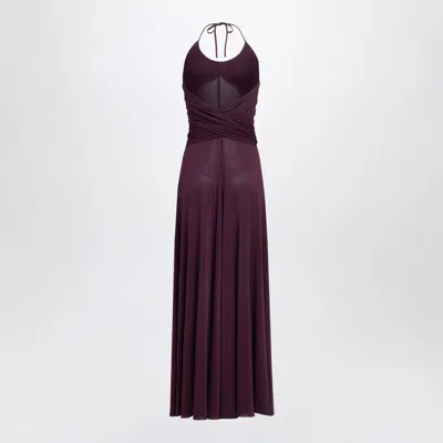 Alaïa Long Burgundy Draped Jersey Dress