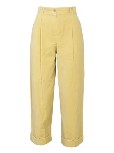 Alysi Pleated-cuff Trousers In Yellow