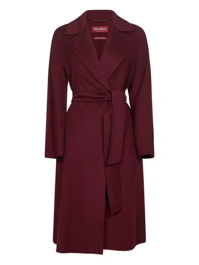 Max Mara Burgundy Drap Double Cloth Cles Robe Coat In Burgundy