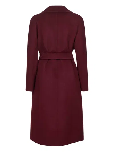 Max Mara Burgundy Drap Double Cloth Cles Robe Coat In Burgundy