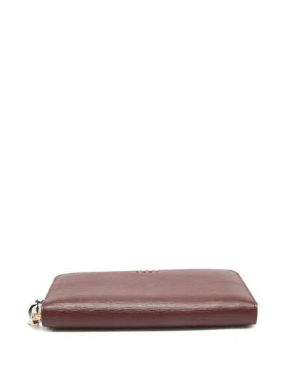 Pre-owned Dkny Vintage 2024  Leather Zip Wallet In Brown