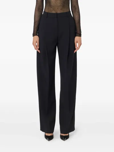 Elisabetta Franchi Pleated Crepe Trousers In Black