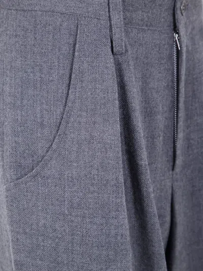Y's Pleated-front Wool Trousers In Gray
