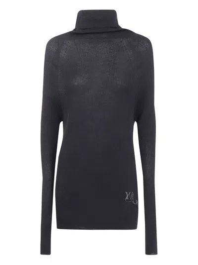 Y's Embroidered-logo Turtleneck Sweater In Black
