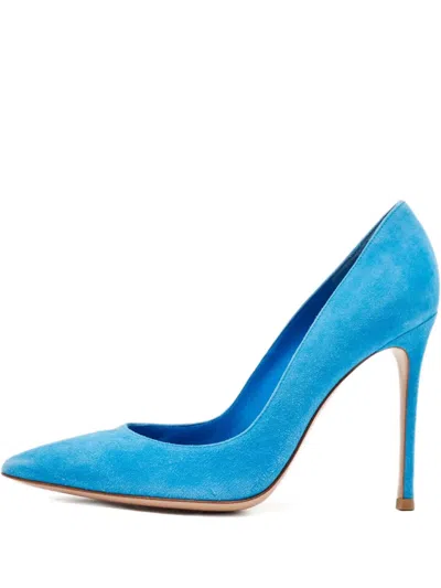 Pre-owned Gianvito Rossi  105mm Suede Pumps In Blue