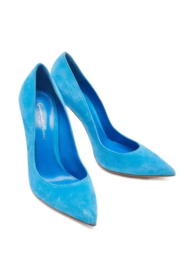 Pre-owned Gianvito Rossi  105mm Suede Pumps In Blue