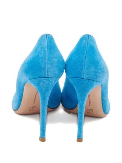 Pre-owned Gianvito Rossi  105mm Suede Pumps In Blue