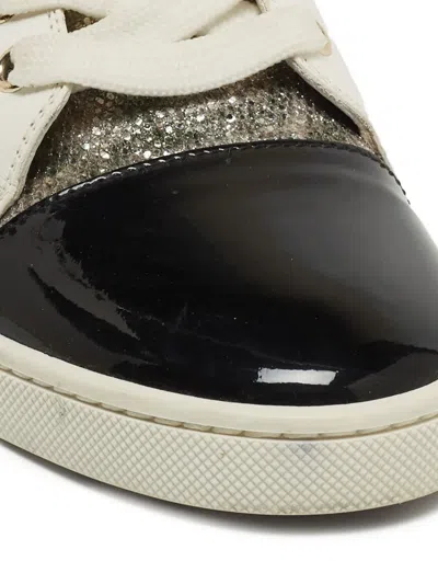 Pre-owned Christian Louboutin Vieira Glittered Sneakers In White