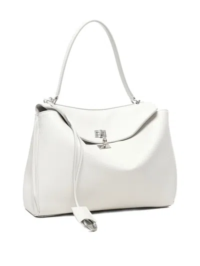 Balenciaga Rodeo Medium Bag In Hammered Calfskin In White
