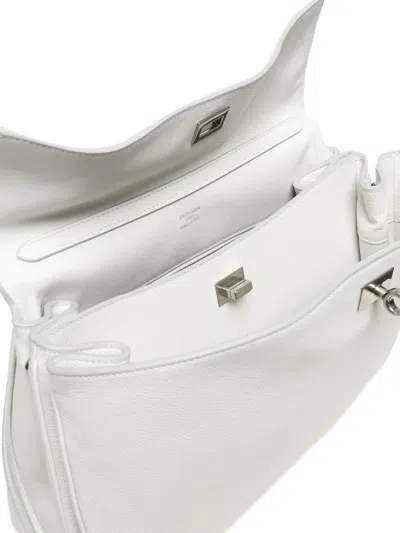 Balenciaga Rodeo Medium Bag In Hammered Calfskin In White